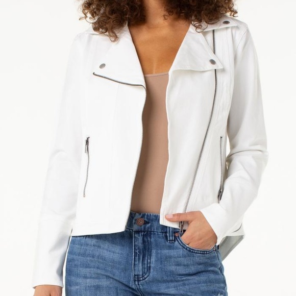 Jackets & Blazers - Contour stretch White Moto Jean Jacket